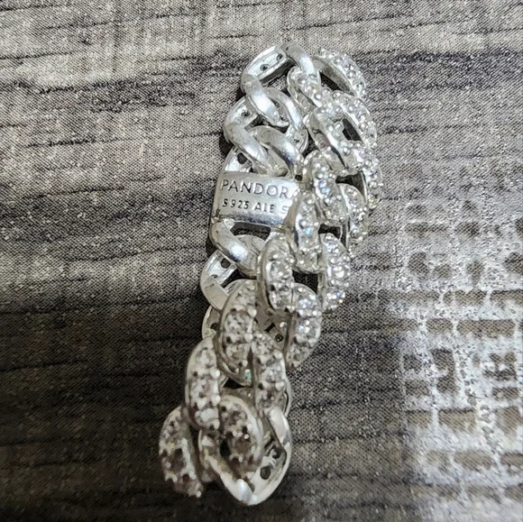 Pandora Pavé Cuban Chain Ring Size 56 US 7.5 - Picture 6 of 9